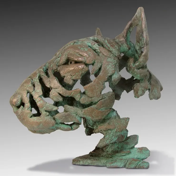 Bull Terrier Bust (Cold Cast Verdigris Bronze) - Retired