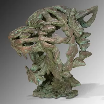 Tiger Bust - Cold Cast Verdigris Bronze