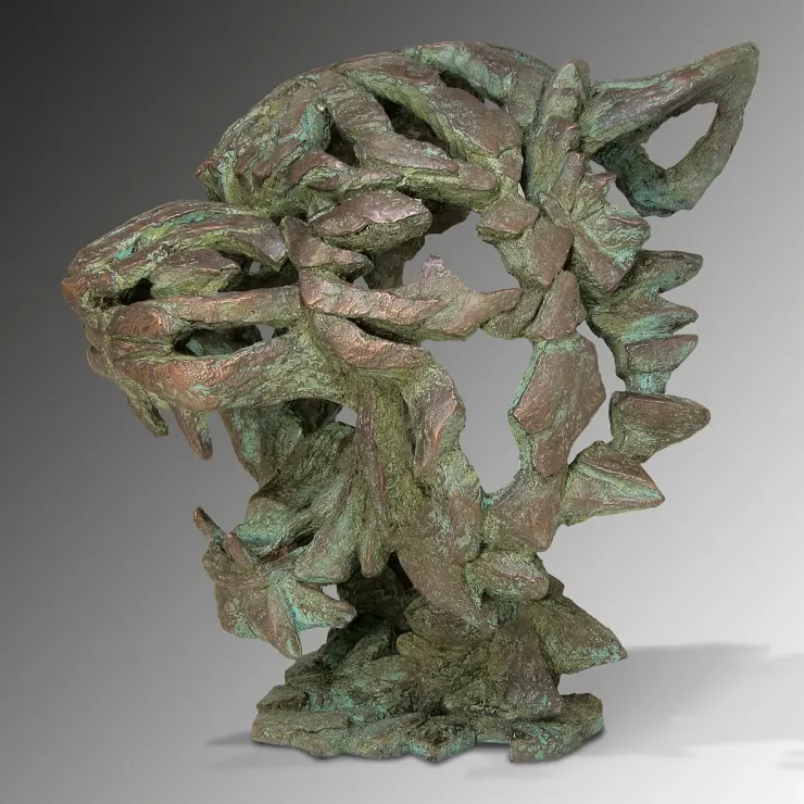 Tiger Bust (Cold Cast Verdigris Bronze) - Retired