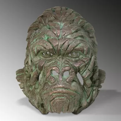 Gorilla Cold Cast Verdigris Bronze Bust