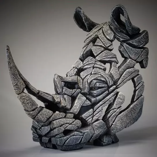 Edge Sculpture Rhinoceros Bust - White