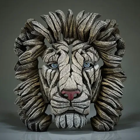 Edge Sculpture Lion Bust - White