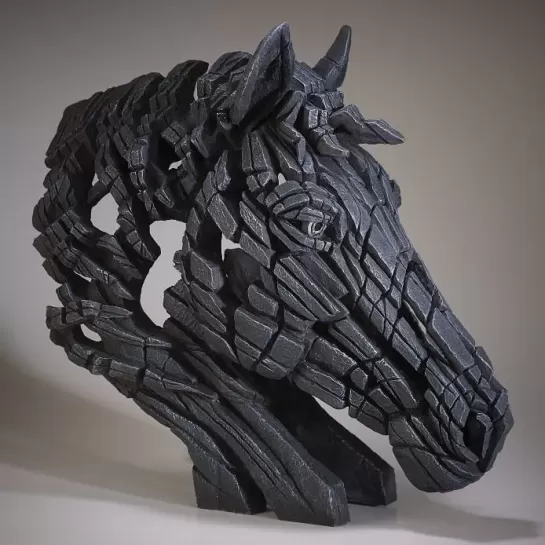 Edge Sculpture Horse Bust - Black