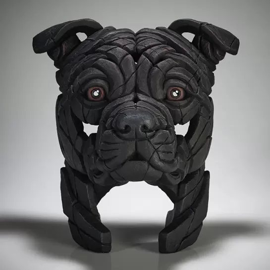 Edge Sculpture Staffordshire Bull Terrier Bust (Black)