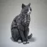 Edge Sculpture Sitting Cat - Black and White