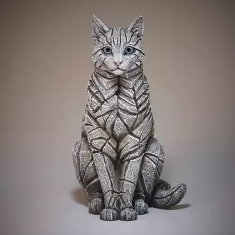Edge Sculpture Sitting Cat - White