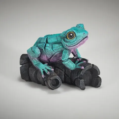 Edge Sculpture African Frog (Aqua / Pink) Figure