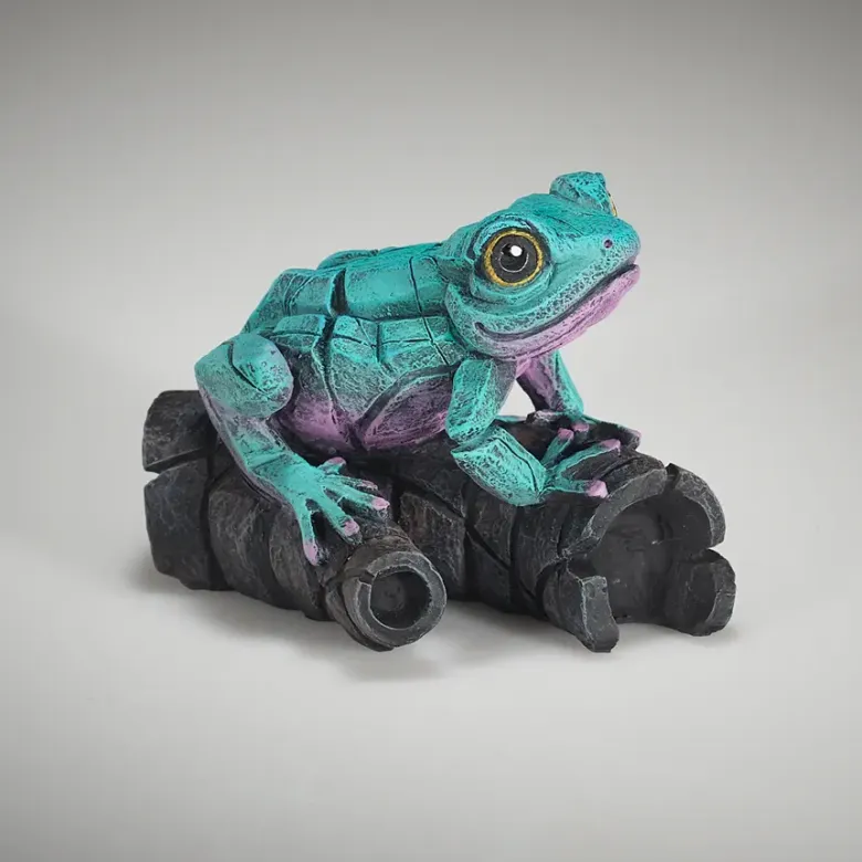 Edge Sculpture African Frog (Aqua / Pink) Figure