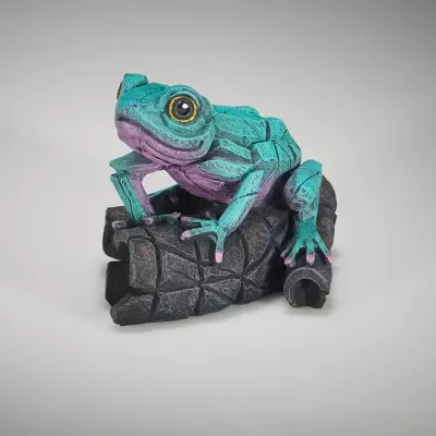 Edge Sculpture African Frog (Aqua / Pink) Figure