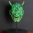 Edge Sculpture Japanese Hannya Mask - (Jade Green)