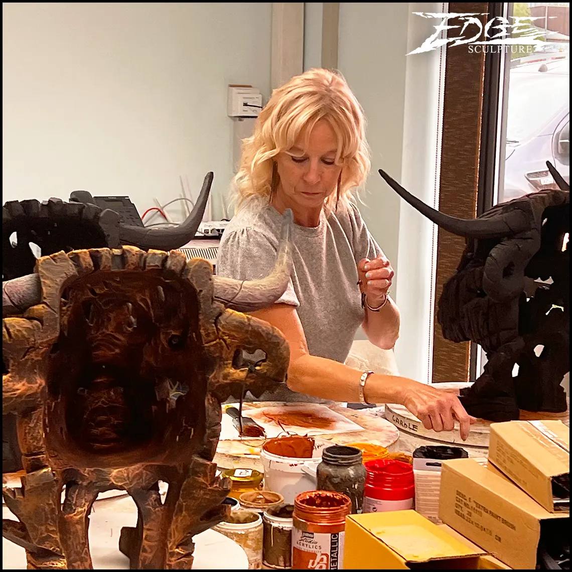 Sneaky shot of Carole in the painting studio