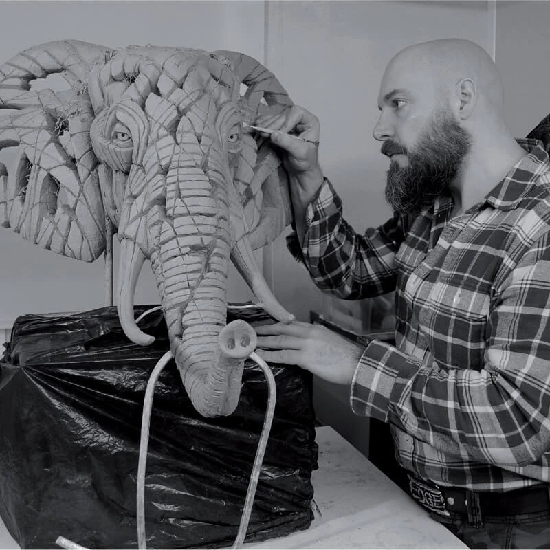 Matt Sculpting African Elephant Bust